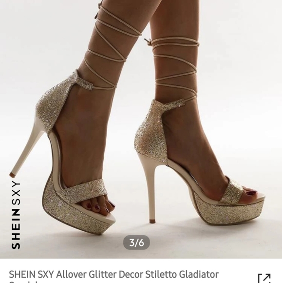 Gold glittery stilettos size 9.5 - Picture 1 of 3